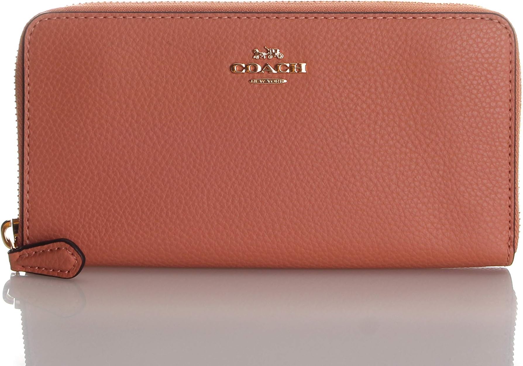 Coach Pebble Leather Accordion Zip Wallet in Rouge F16612