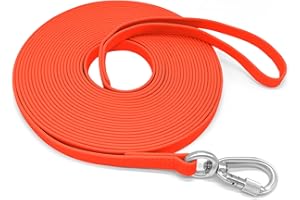 ZALER Long Dog Leash Waterproof Training Leashes 50ft 30ft 20ft 15ft 10ft 6ft, Odor Proof Recall Long Line Lead with Aviation Aluminum Carabiner Clip for Small, Medium, Large Dogs (30FT, Orange)