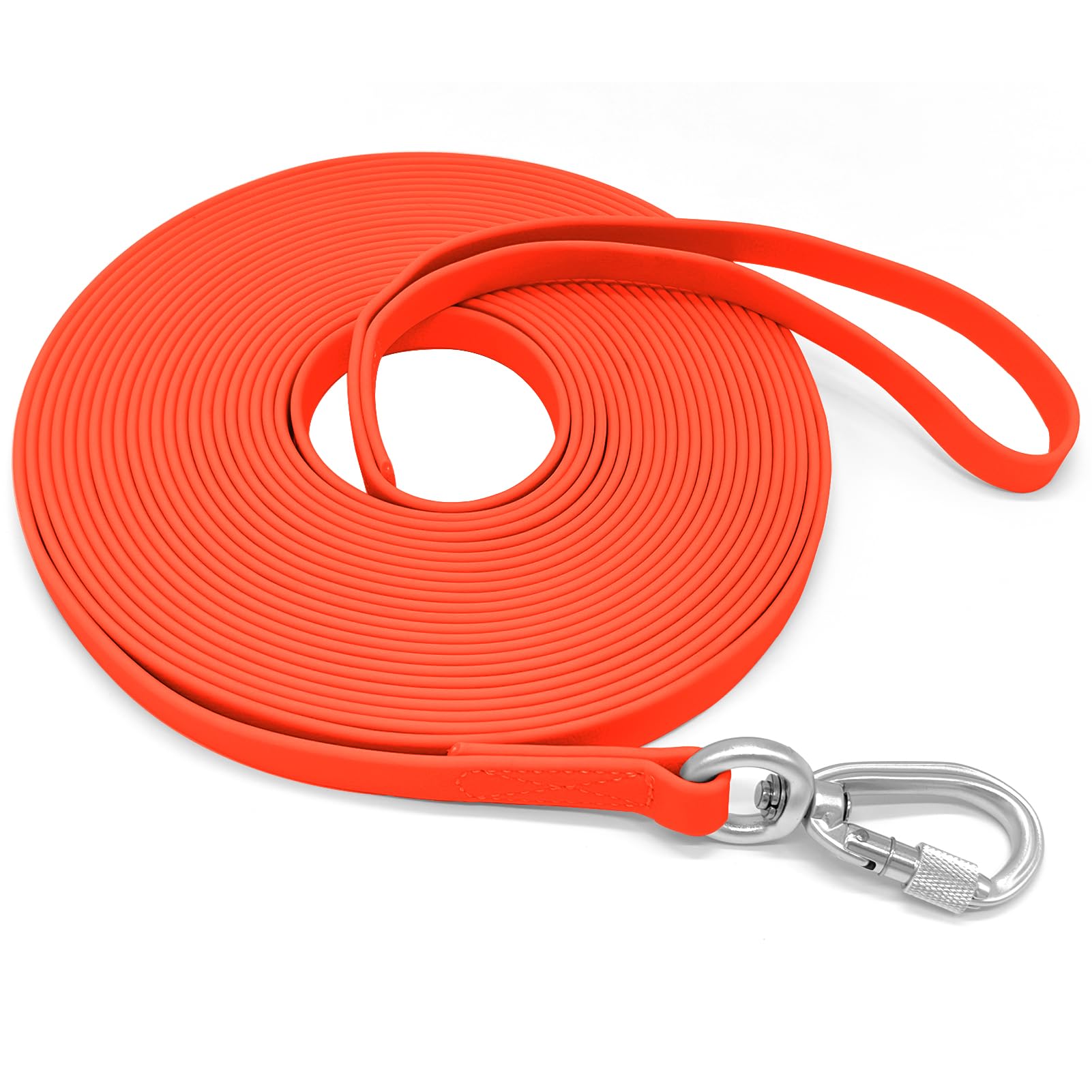 Photo 1 of ZALER Long Dog Leash Waterproof Training Leashes 50ft 30ft 20ft 15ft 10ft 6ft, Odor Proof Recall Long Line Lead with Aviation Aluminum Carabiner Clip for Small, Medium, Large Dogs (50FT, Orange)