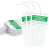 Emergency Shower &amp; Eye Wash Test Record Tags,(100-Pack) Safety Tags with with Wires Attached Tear &amp; Water Resistant PVC-Plastic Inspection Record Tag Weather Proof