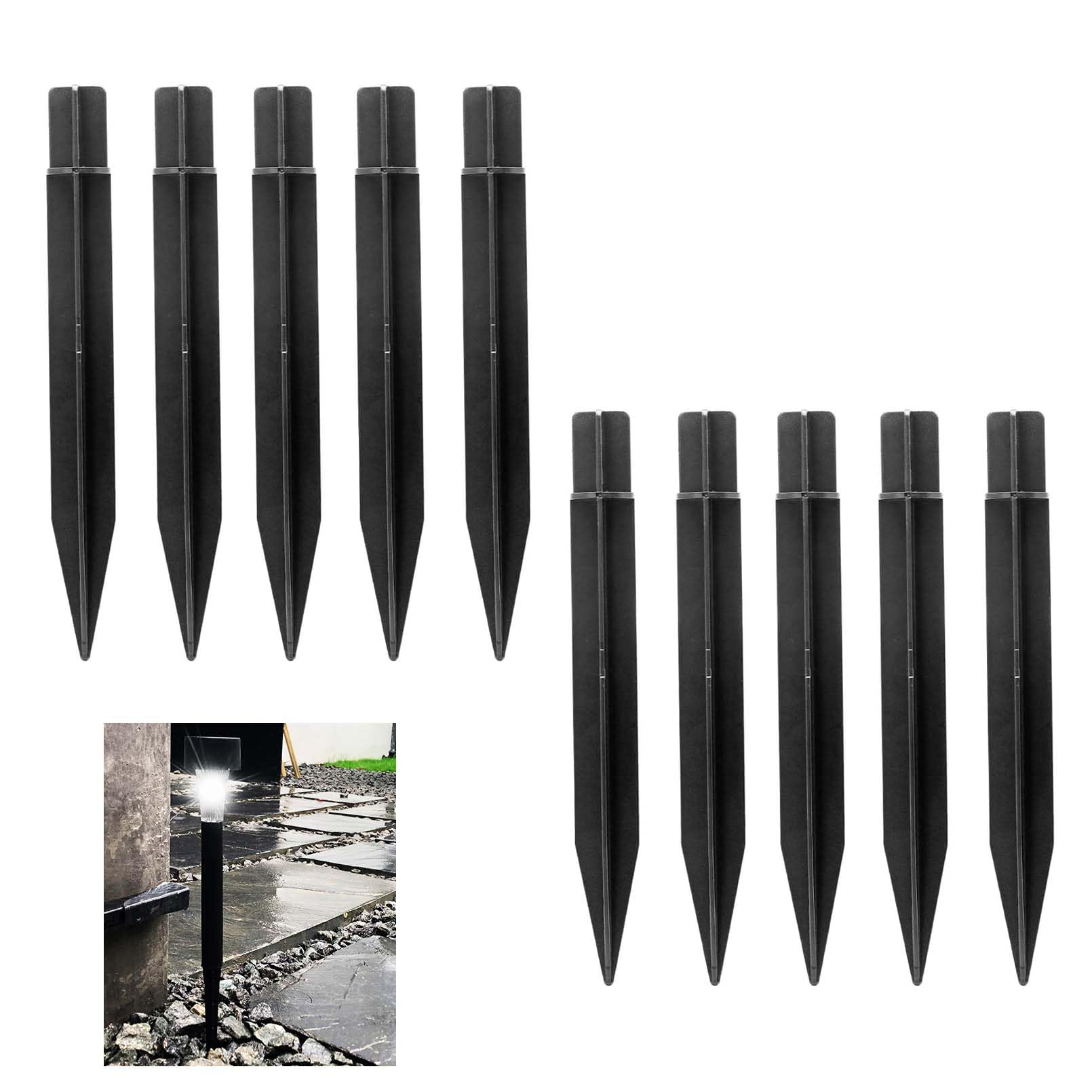 ground spike,abbcdtt Reinforced Ground Spike,solar spike lights,solar torch lights,garden spikes,garden light spikes,spike lights,Landscape Light Holder for Yard Pathway Markers Black(10Pcs)