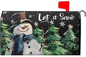 KAWANI Winter Snowman Mailbox Covers Magnetic Pine Tree and Snow Outdoor Mailbox Cover Standard Size 18 X 21 Snowflakes Christmas Holiday Mailbox Wrap Post Letter Box Cover Decorative for Home Garden