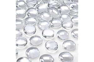 RUOJAS 10 Pounds Crystal Clear Fire Glass Beads 3/4 Inch Firepit Gems for Fire Pit Table, Fireplaces, Fire Bowl, Garden Landscaping & DIY Crafts