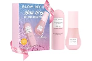 Glow Recipe Glow & Go Summer Makeup Prep Essentials Kit - Skincare Set with Full Size Korean Sunscreen with SPF 45 & Travel Size Niacinamide Dew Drops Face Serum (2 Count)