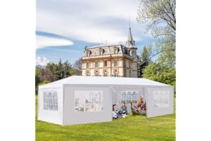 SUSICI Party Tent 10 x 30 Outdoor Canopy Tent Heavy Duty Wedding White Tent Waterproof Patio Gazebo Tents for Parties with 7 Removable Sidewalls Perfect for Holiday Birthday Graduation BBQ