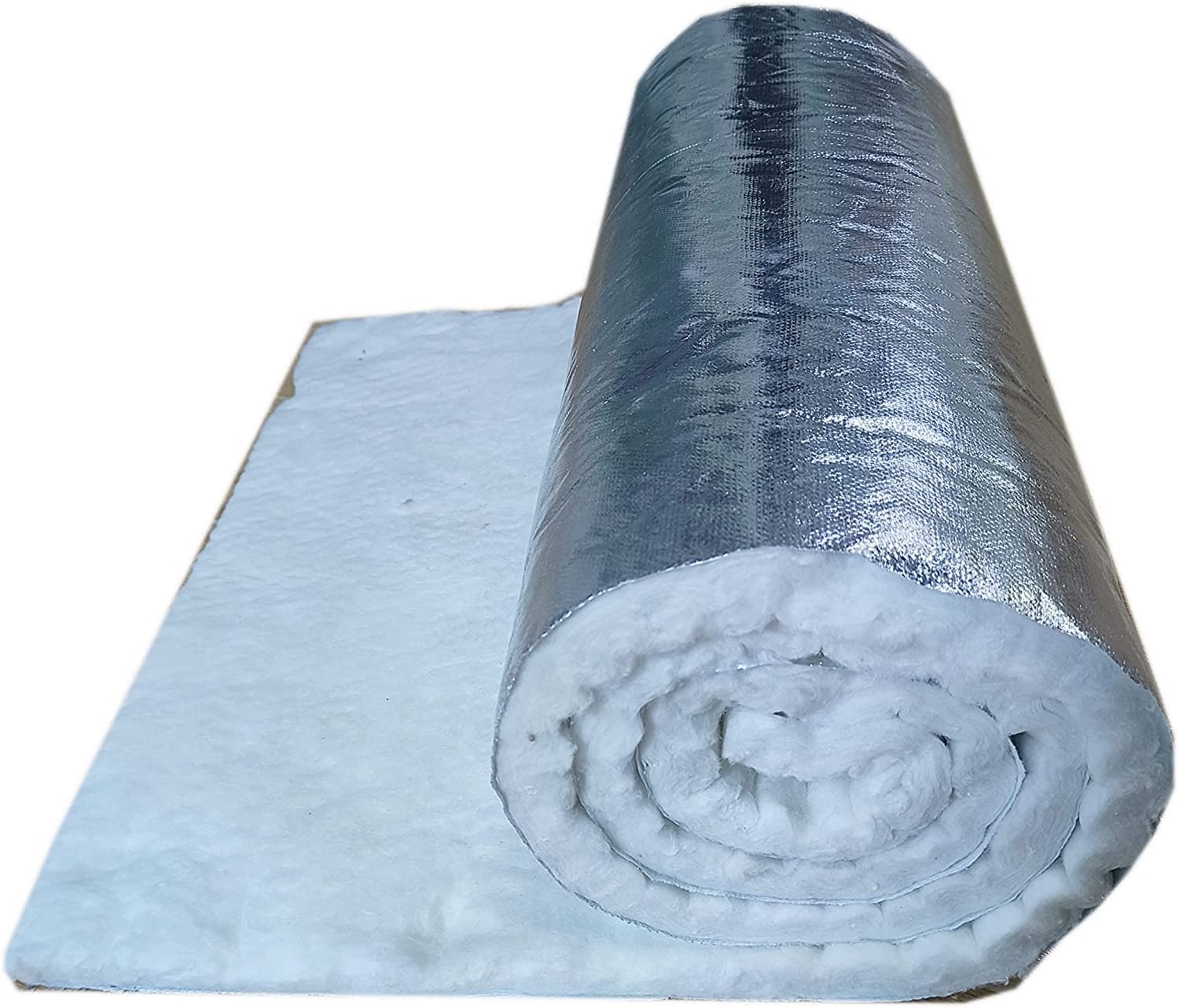 Ceramic Fiber Blanket Insulation Mat Single Sided Aluminum Foil Facing 2300℉ for Chimney BBQ Grill Oven Stove 1x0.61M (White, 20mm)