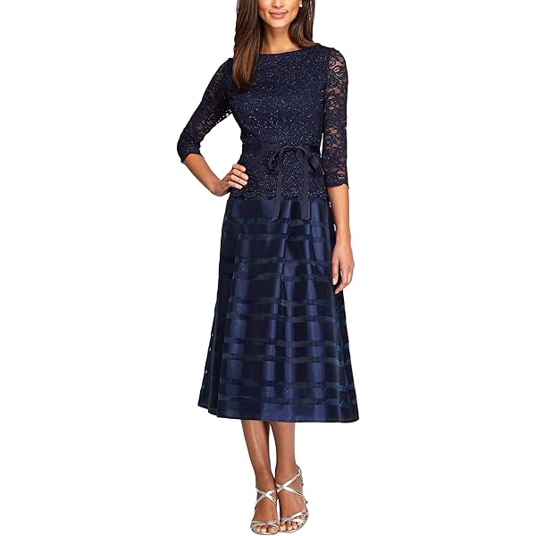 alex evenings sequined a line midi dress and jacket Alex Evenings Long Cap Sleeve Sequin Dress with Scoop Neckline Black/Copper / 12