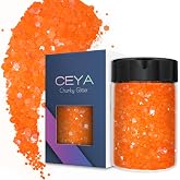 Ceya Iridescent Chunky Glitter,4.9oz/140g Orange Craft Fall Glitter Powder | Mixed Fine Flakes Nail Sequins for Halloween Pumpkin, Nail Art, Epoxy Resin, Tumblers, Slime, Painting, Festival Decor