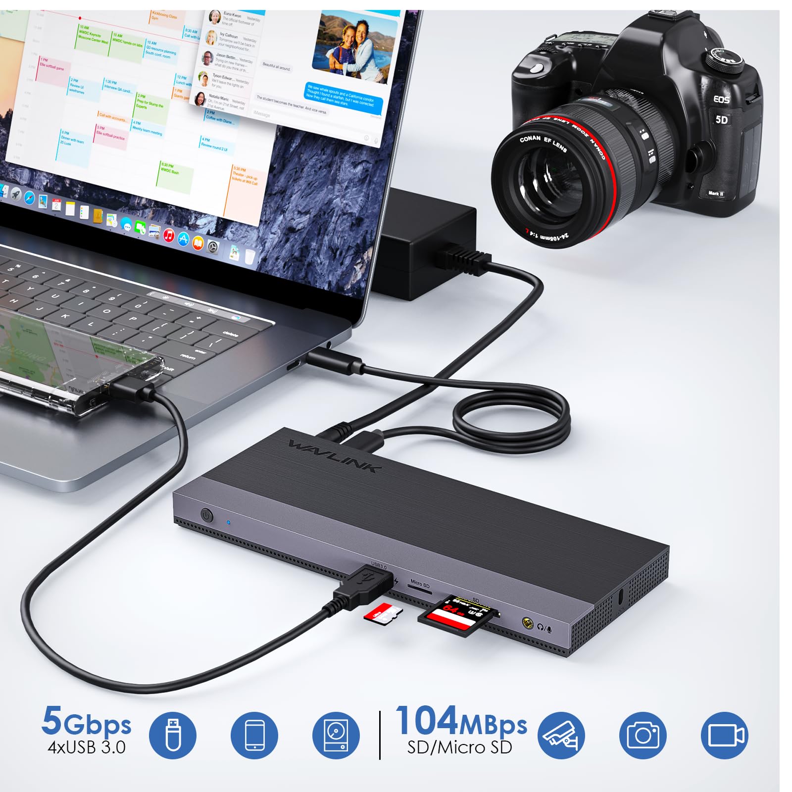 WAVLINK USB C 13-IN-1 Docking Station Triple Display mit 100W Netzteil 6