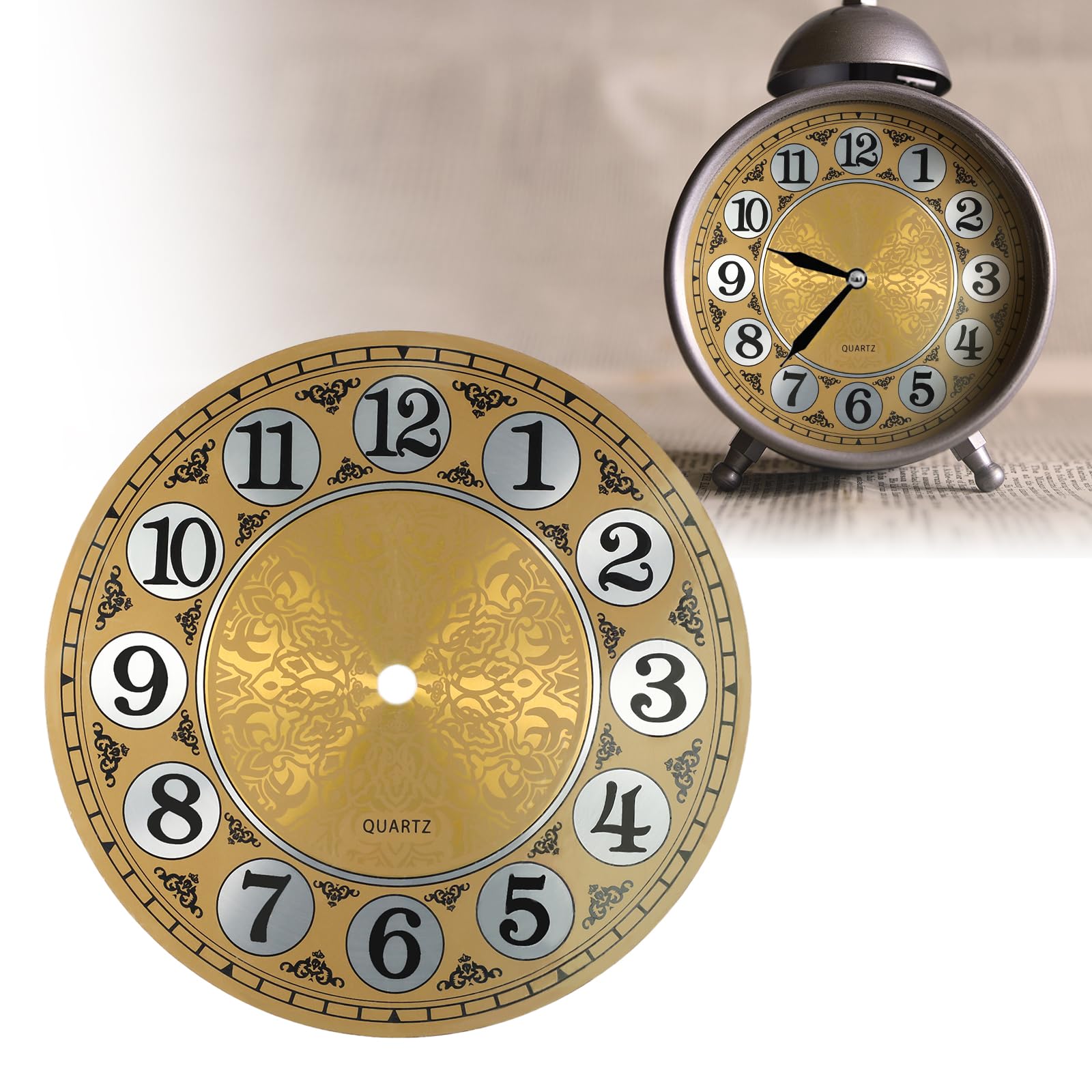 Photo 1 of HOgardenME Aluminium Wall Clock Dial Face, 7 inch Diameter Arabic/Roman Numeral Clock Dial Face Replacement Parts, DIY Wall Clock for Bedroom Living Room Home Decoration (Arabic Numeral)