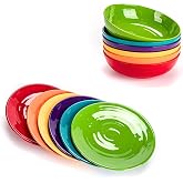 MIYOPESI Colorful Melamine Dinnerware Bundle - 11-inch Plates (Set of 6) and 8-inch Salad Bowls (Set of 6)