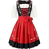 SightYoung 2Pcs Oktoberfest Costume Women,Bavarian Dirndl Dress for Women,Halloween Beer Maid Outfit Dirndl Dress