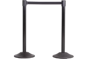 US Weight - U2102EXT Heavy Duty Premium Steel Crowd Control Stanchion with Extended 13-foot Retractable Belt, Black, Two Pack