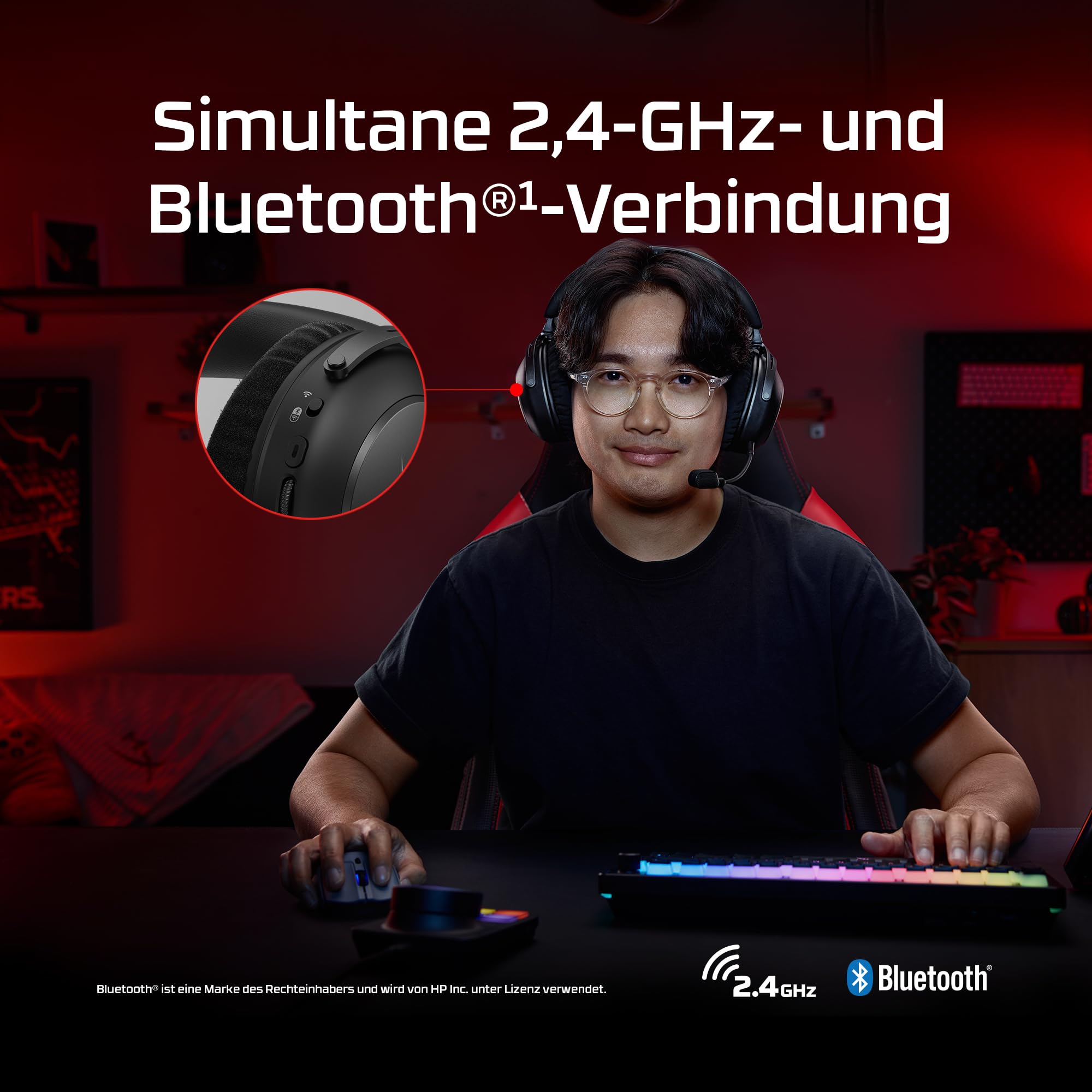 HyperX Cloud Alpha 2 Wireless Gaming Headset – 250 Std Akkulaufzeit, 53-mm-Doppelkammer-Treiber, Bluetooth & 2,4 GHz, RGB-Basisstation, Mikrofon, PC, PS5, PS4, Switch, Mobile, Schwarz 8