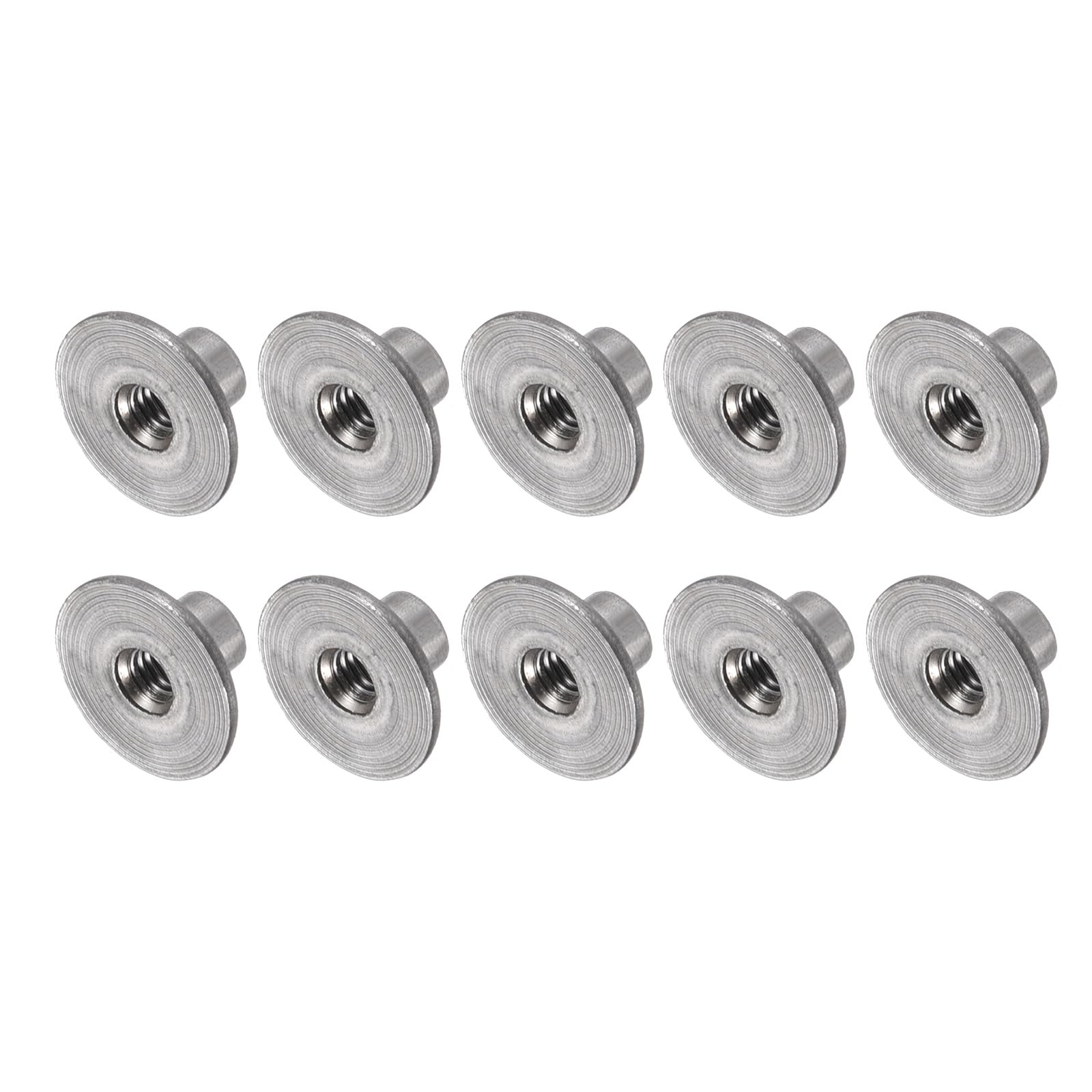 METALLIXITY Flange Insert T-Nut (M4x15x1.1mm) 30Pcs, Carbon Steel Round Base Screw-in Female Thread - for Furniture Installation, Dark Gray