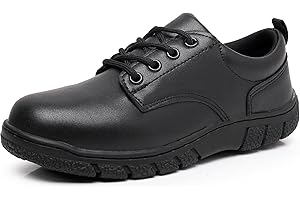 BLIKCON Blikcom Boys Kids School Uniform Shoes Adjustable Laces Formal Oxford Dress Shoes Loafers