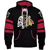 sweetlysynnd Fear The Feathers Skull Game Day Chicago Hockey Hoodie Black/Red