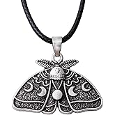 HAQUIL Moth Necklace, Moon Phase Moth Pendant, Wiccan Jewelry Gift for Women