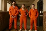HENBRANDT Adult Orange Prison Jumpsuit Costume One Size Mens Fancy Dress view 2