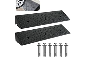Noliven 2 Pcs Rubber Curb Ramp Threshold Ramps, 4''H X 39.3''L X 9.4''W Heavy Loading Ramp, 3 Ton/6600LBS Capacity Car Slope 