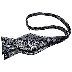 YOHOWA Mens Self Tie Bow Ties Black Grey Floral