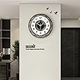 JUJUDA Large Wall Clock for Living Room Decor Modern Round Decorative Wall Clock for Home House Kitchen Bedroom Wooden Big Art Wall Clock Silent Non Ticking Battery Operated Quartz for Indoor 14 Inch
