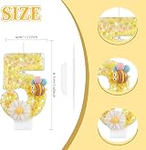 mciskin Flower Bee Number 2 Candle Yellow Glitter for Cake Birthday view 2