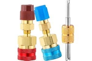 Tigbear R1234YF Quick Coupler Kit, R1234yf to R134a Quick Coupler Adapter | R1234YF High and Low Side Quick Couplers Kit (R1234YF Adapter + Valve Cores Remover)