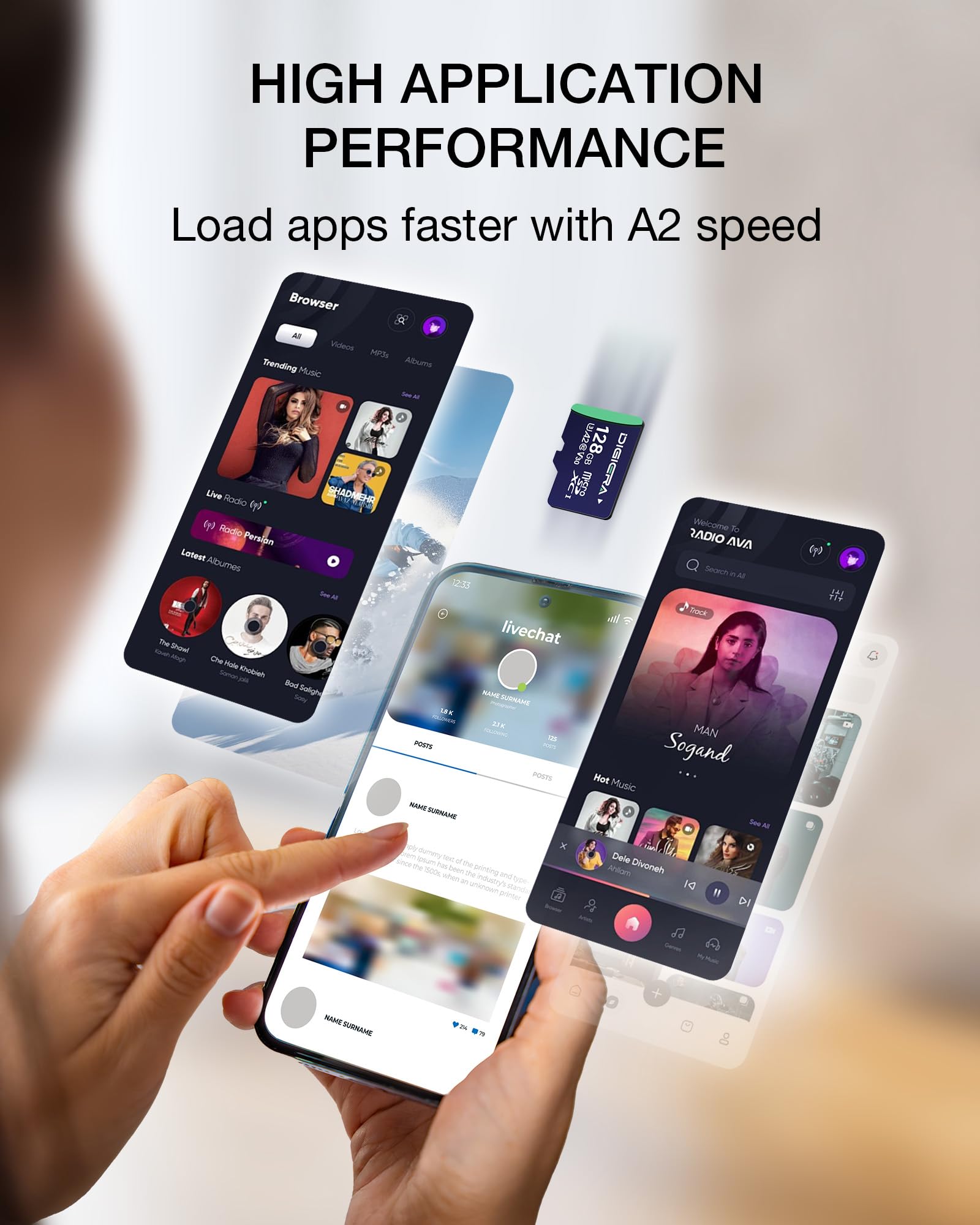 DIGIERA 128GB CT100 microSDXC UHS-I Memory Card with Adapter - up to 100MB/s, C10, U3, V30, 4K UHD, A2, Micro SD Card for Smartphones, Tablets, Cameras, Gaming Consoles, and Drones (2 Pack)
