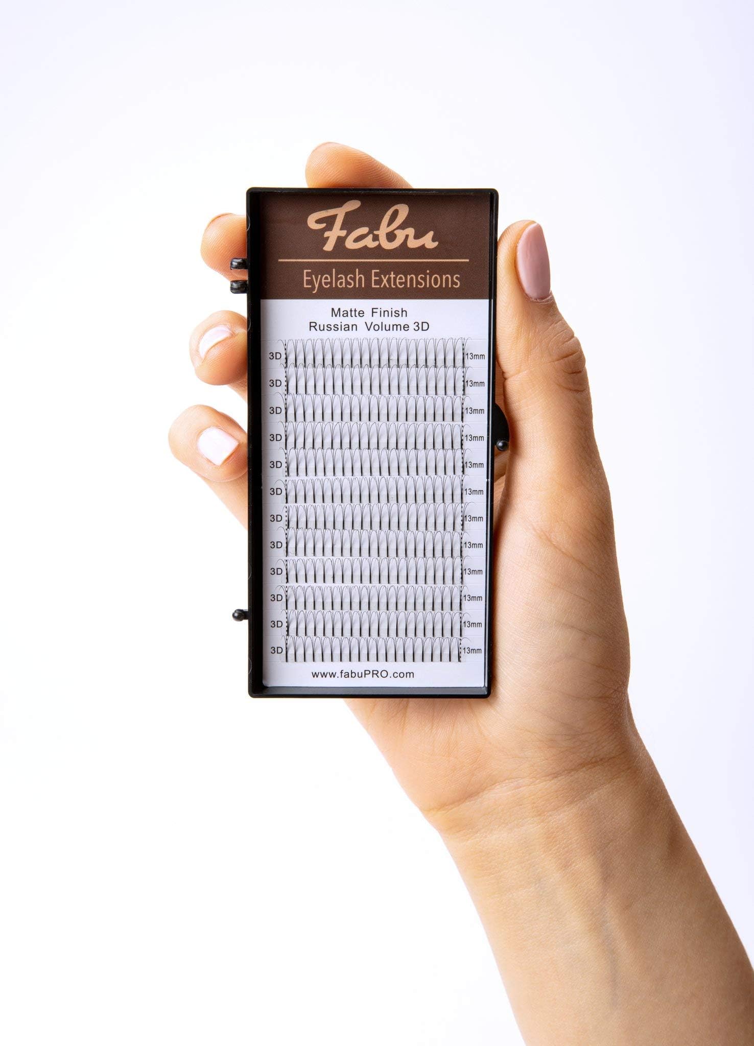 3D Russian Volume Eyelash Extensions, C Curl 0.10mm thickness, FABU (Single Length Per Tray - 14mm) 12 rows, Mink/Silk Made for Professional-Use