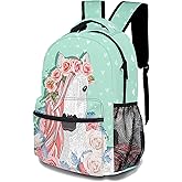 DTCCET Floral Horse Backpack, Lightweight Durable Laptop Bag 3D Printed Daypack with Multiple Pockets, Stylish Shoulders Backpack (Floral Horse)