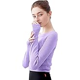 Daydance Teen Girls Women Long Sleeve Dance Sweater Soft Ballet Warm Up Pullover for Leotards