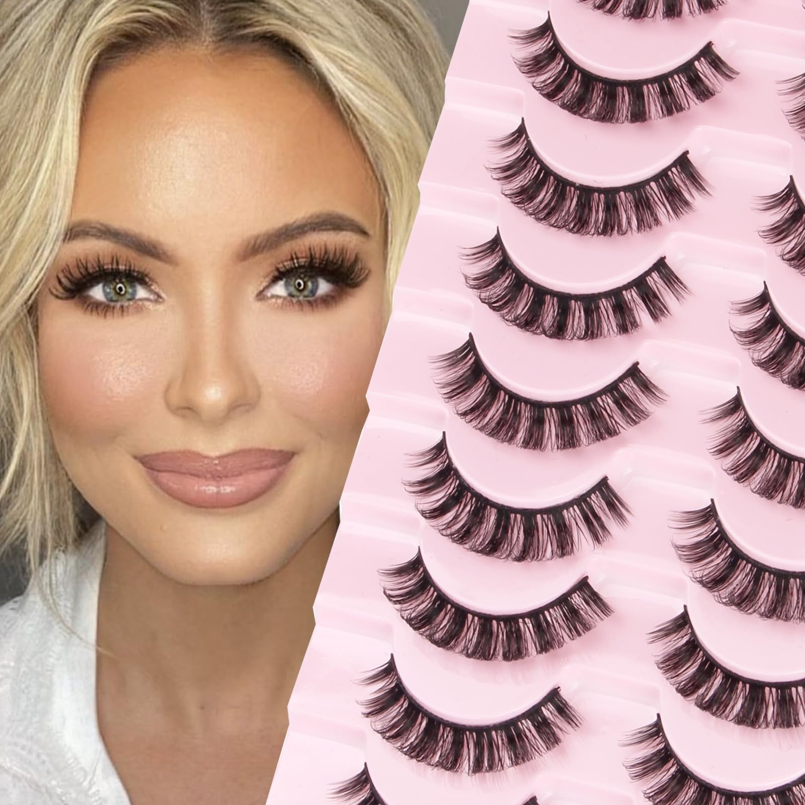 Eyelashes Russian Strip Lashes 10 Paris Hybrid Lashes Dramatic Fluffy Wispy D Curly False Eyelashes Natural Look