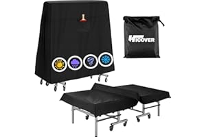 Ping Pong Table Cover 600D Oxford Fabric, Hicover Table Tennis Cover Waterproof Sunproof Indoor & Outdoor Fits Universal 9x5 FT Tables Folding & Flat Tables, with Paddles Organize Bag