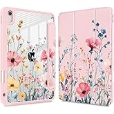 May Chen for iPad (A16) 11th Generation Case 11 Inch 2025, iPad 10th Gen Case 2022 10.9 inch, Built-in Pencil Holder with Shockproof Cover Clear Transparent Back Shell Auto Wake/Sleep, Wildflower