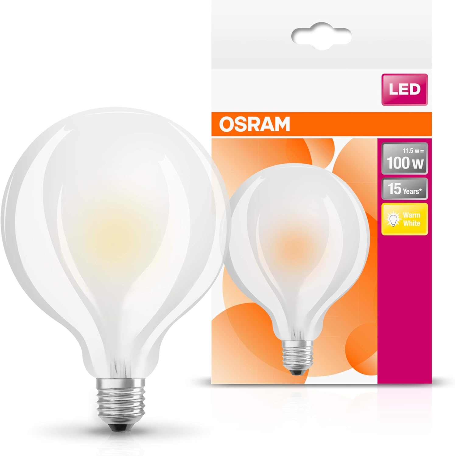 Osram Led Star Classic Globe Lampe In Ballform Mit E27 Sockel Nicht Dimmbar Ersetzt 100 Watt Matt Warmweiss 2700 Kelvin 1er Pack Amazon De Beleuchtung
