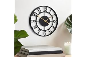 Arabic Numeral Wall Clock 10IN Battery Operated Black, Silent Non Ticking, Wall Clocks for Living Room Decor, Small Classic f