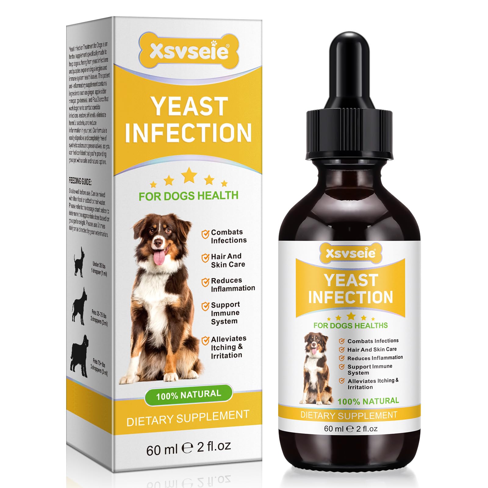 herlosfeel Yeast Infection Treatment For Dogs, Dog Yeast Infection Treatment,Natural Yeast Infection In Dogs For Itchy Dog Skin Relief Inflammation, Allergy Relief, Support Immune System (1 PC)