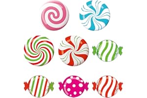 Blulu 40 Pieces Candy Party Decorations Christmas Candy Cutouts 5.9 x 5.9'' Bulletin Board Paper Cutouts with Glue Points Peppermint Decor for Halloween Birthday Classroom Window Wall Party Supplies