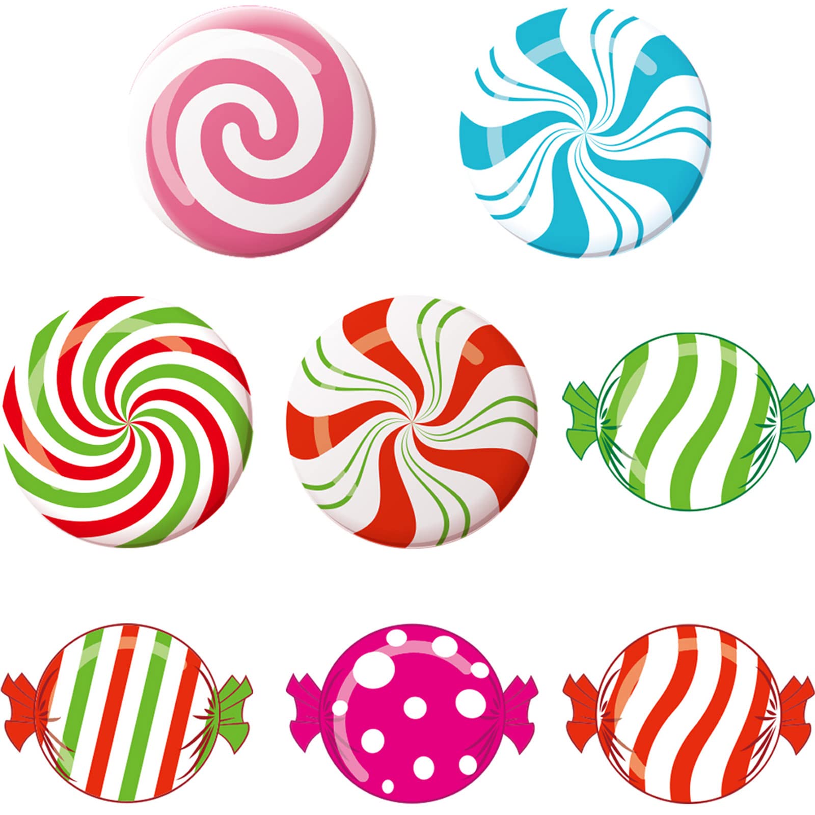 Blulu Candy Party Decorations Candy Cutouts Bulletin Board Decorations with Glue Point Dots Colorful Peppermint Candies Cutouts for Birthday Themed Party Home Window, 5.9 x 5.9 Inch(40 Pieces)