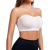 Miguofan Strapless Bra for Women Wireless Padded Bandeau Bra Seamless Non-Slip Silicone Tube Top Push Up Bralette