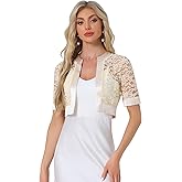 Allegra K Lace Shrug for Women's Evening Sheer Cropped Floral Lace Bolero Cardigan
