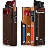 RUNBOX Wallet for Men 9-13 Cards RFID Blocking Aluminum Pop Up Card Holder with ID Window & Stretchable Cash Slot - Minimalist Smart Mens Wallet, Gifts for Men