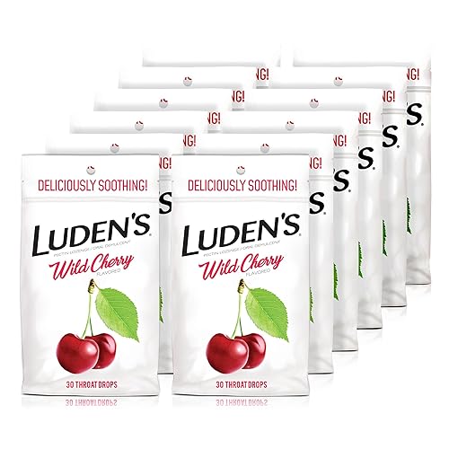 Luden's Sore Throat Drops, For Minor Sore Throat Relief, Wild Cherry, 30 Count, 12 Pk
