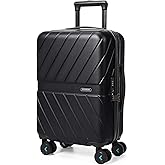 BAGSMART Carry On Luggage 22x14x9 Airline Approved With TSA Lock, 1OO% Polycarbonate Hardside Luggage with Spinner Wheels, Durable Hard Shell Carry On Suitcase 20 inch Black