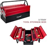 Crystals Tool Box Organiser 3 Level Cantilever with 5 Trays Red Black 47cm view 2