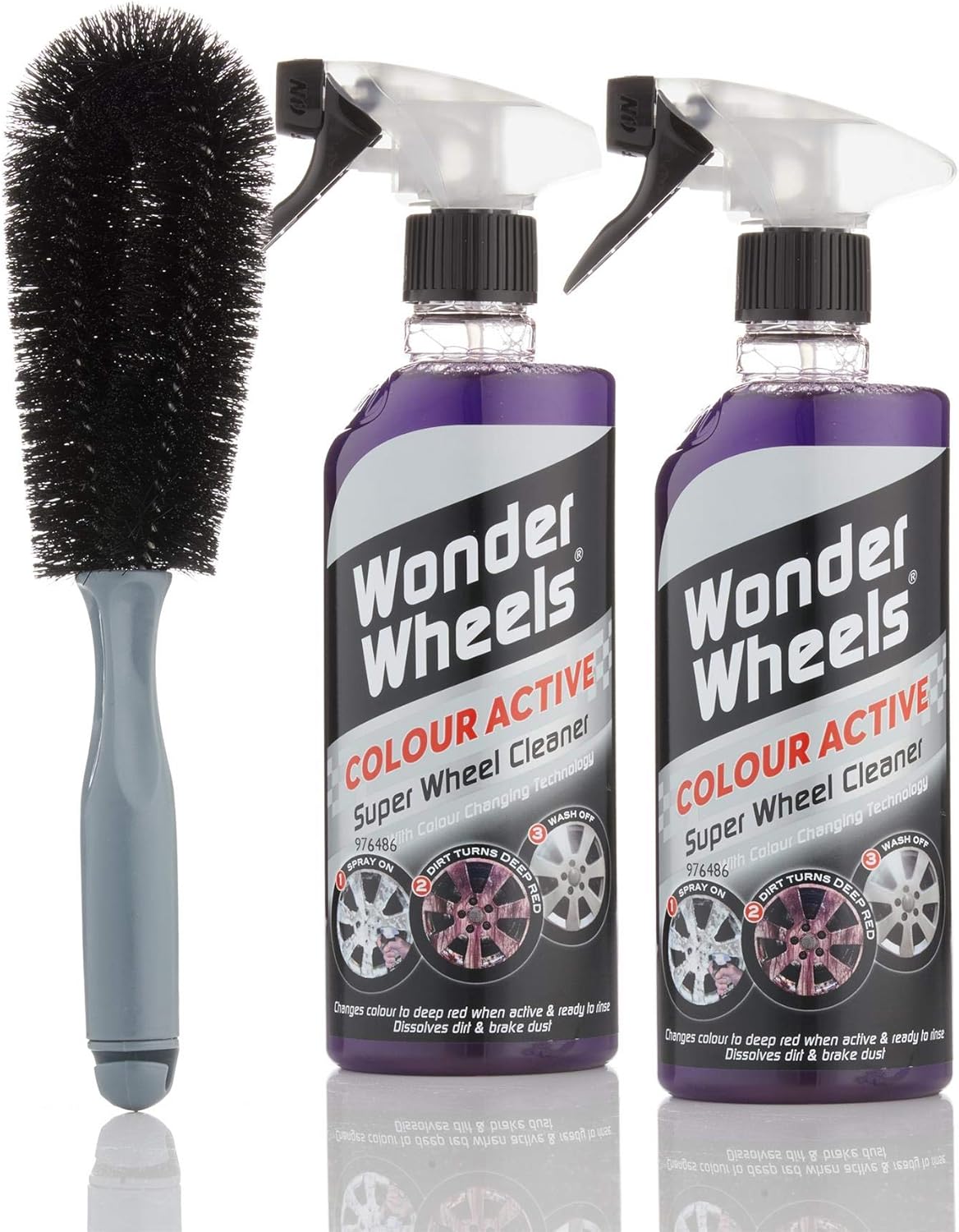 Wonder Wheels Colour Change Acid Free Wheel Cleaner 600ml x2 & FREE