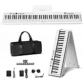 FingerBallet Portable Piano Keyboard, Semi-Weighted Folding Digital Piano 88 Key, Full Size, Wood Grain, Electric Piano Keyboard w/MIDI Bluetooth, Suitable for Adult, Toddler