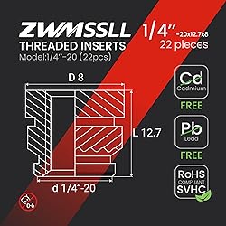 Zwmssll 1/4'' Threaded Inserts,1/4-20 Heat Set