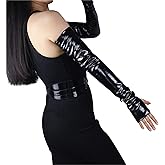 DooWay Long Leather Fingerless Gloves Women 24" Faux Leather PU Opera Costume Arm Sleeves